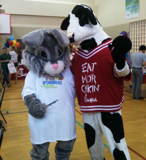 Bugsy and Chick Fila Cow out and about | Dr. Heather Moman-Brown Orthodontics